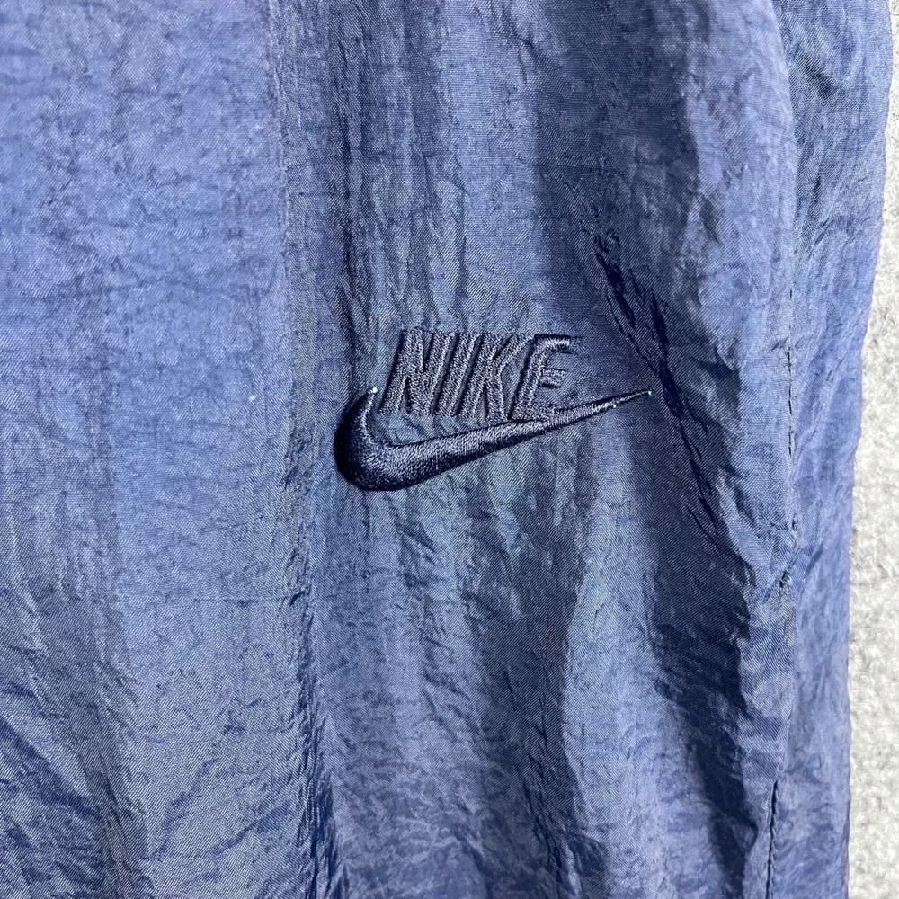 Nike Track Pants Mens M Navy Blue Vintage 90s Nylon Windbreaker Ankle Zip